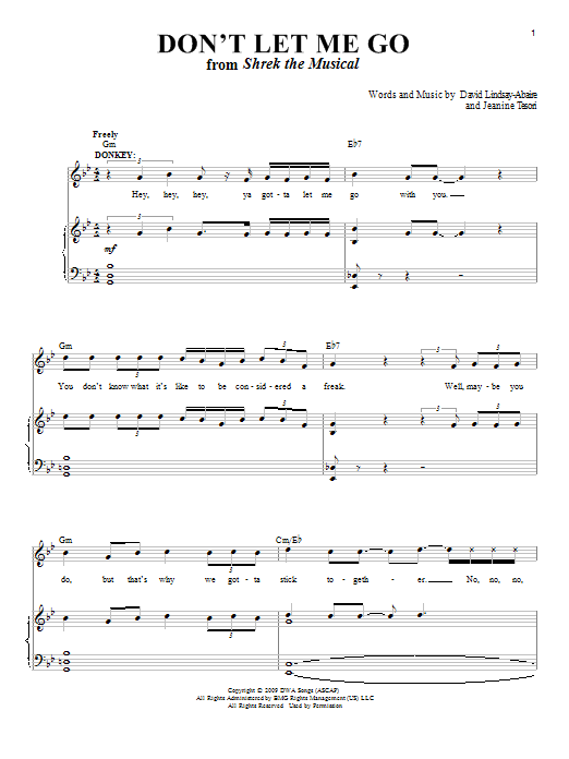 Jeanine Tesori Don't Let Me Go Sheet Music Notes & Chords for Piano & Vocal - Download or Print PDF