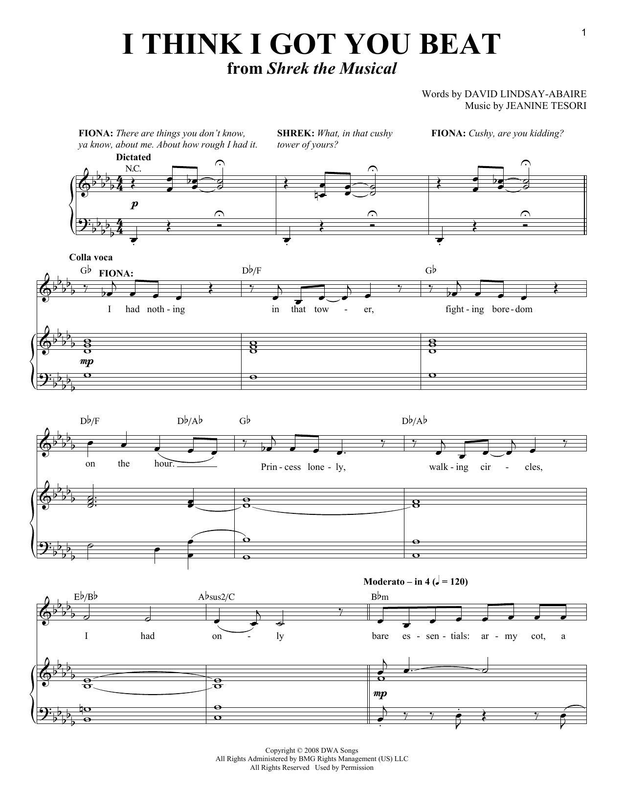 Jeanine Tesori I Think I Got You Beat Sheet Music Notes & Chords for Vocal Duet - Download or Print PDF