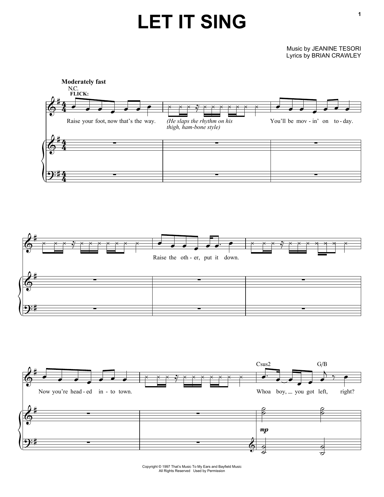 Jeanine Tesori Let It Sing Sheet Music Notes & Chords for Piano & Vocal - Download or Print PDF