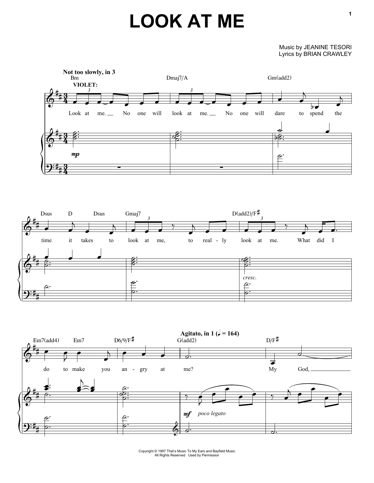 Jeanine Tesori Look At Me Sheet Music Notes & Chords for Piano & Vocal - Download or Print PDF