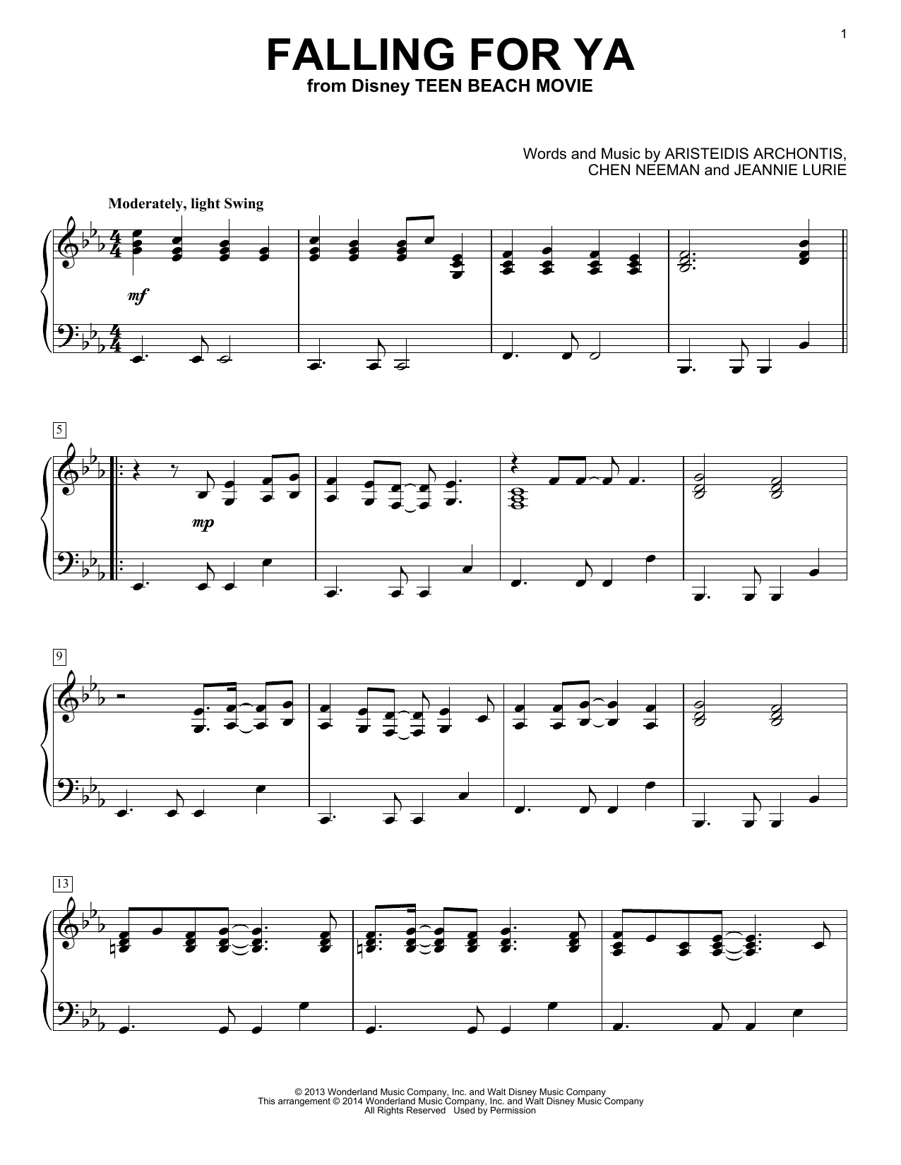 Jeannie Lurie Falling For Ya Sheet Music Notes & Chords for Piano - Download or Print PDF