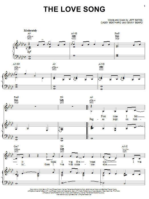Jeff Bates The Love Song Sheet Music Notes & Chords for Piano, Vocal & Guitar (Right-Hand Melody) - Download or Print PDF Jeff Bates The Love Song Sheet Music Notes & Chords for Piano, Vocal & Guitar (Right-Hand Melody) - Download or Print PDF