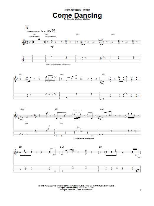 Jeff Beck Come Dancing Sheet Music Notes & Chords for Guitar Tab - Download or Print PDF