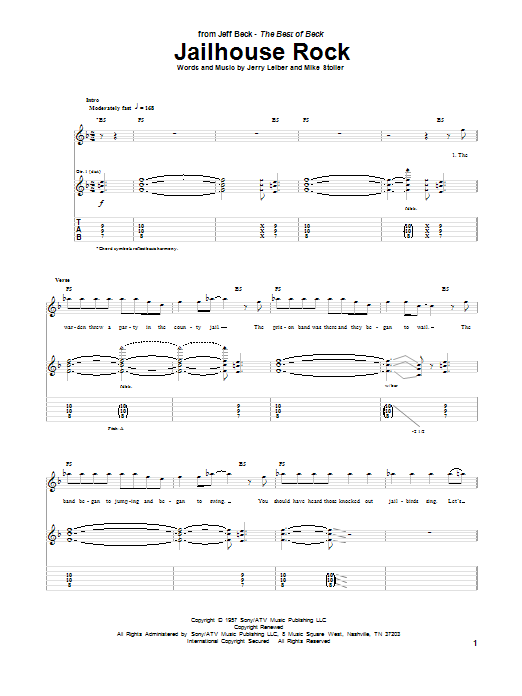 Jeff Beck Jailhouse Rock Sheet Music Notes & Chords for Guitar Tab - Download or Print PDF
