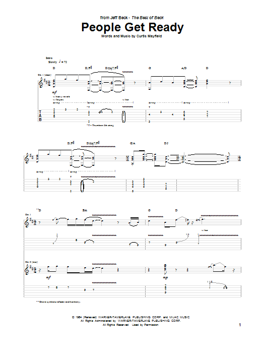 Jeff Beck People Get Ready Sheet Music Notes & Chords for Guitar Tab Play-Along - Download or Print PDF