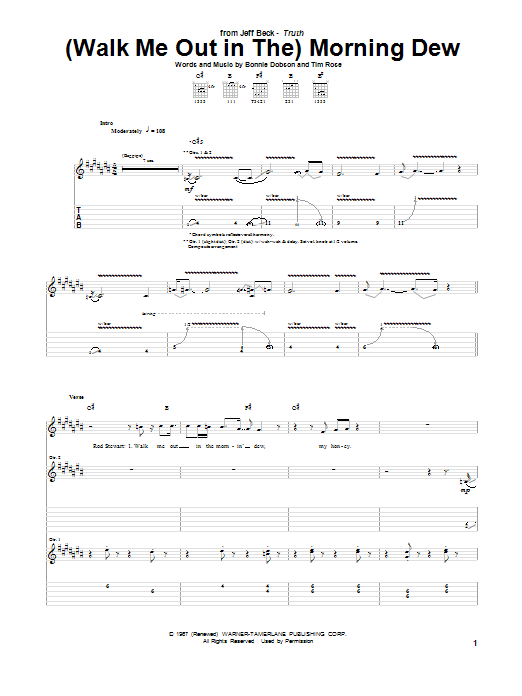 Jeff Beck (Walk Me Out In The) Morning Dew Sheet Music Notes & Chords for Guitar Tab - Download or Print PDF