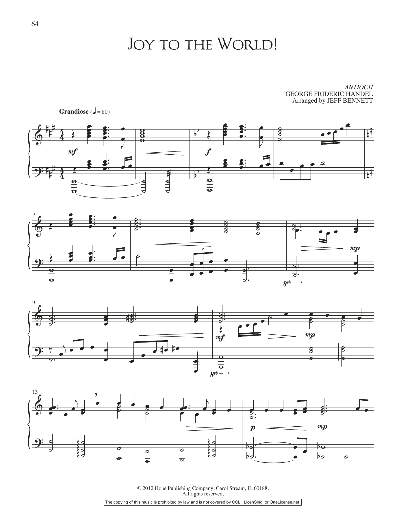 Jeff Bennett Joy to the World! Sheet Music Notes & Chords for Piano Solo - Download or Print PDF