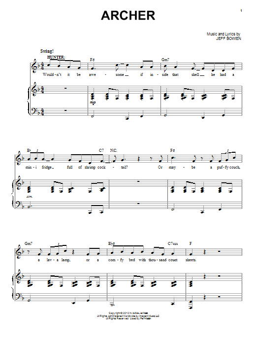 Jeff Bowen Archer Sheet Music Notes & Chords for Piano & Vocal - Download or Print PDF