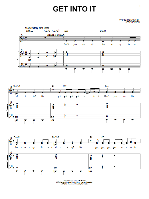 Jeff Bowen Get Into It Sheet Music Notes & Chords for Piano, Vocal & Guitar (Right-Hand Melody) - Download or Print PDF