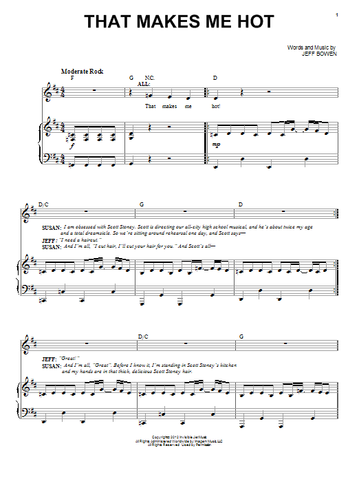 Jeff Bowen That Makes Me Hot Sheet Music Notes & Chords for Piano, Vocal & Guitar (Right-Hand Melody) - Download or Print PDF