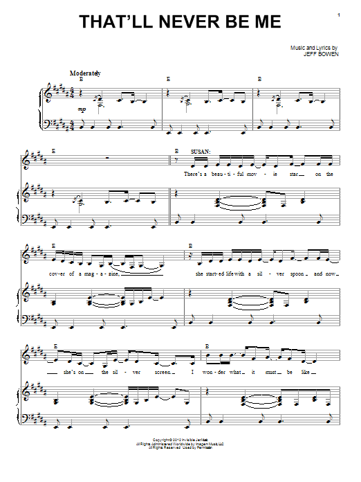 Jeff Bowen That'll Never Be Me (Duet) Sheet Music Notes & Chords for Piano & Vocal - Download or Print PDF