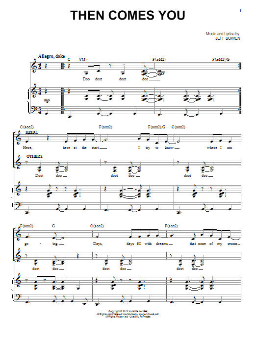 Jeff Bowen Then Comes You Sheet Music Notes & Chords for Piano & Vocal - Download or Print PDF