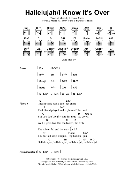 Jeff Buckley Hallelujah/I Know It's Over Sheet Music Notes & Chords for Lyrics & Chords - Download or Print PDF