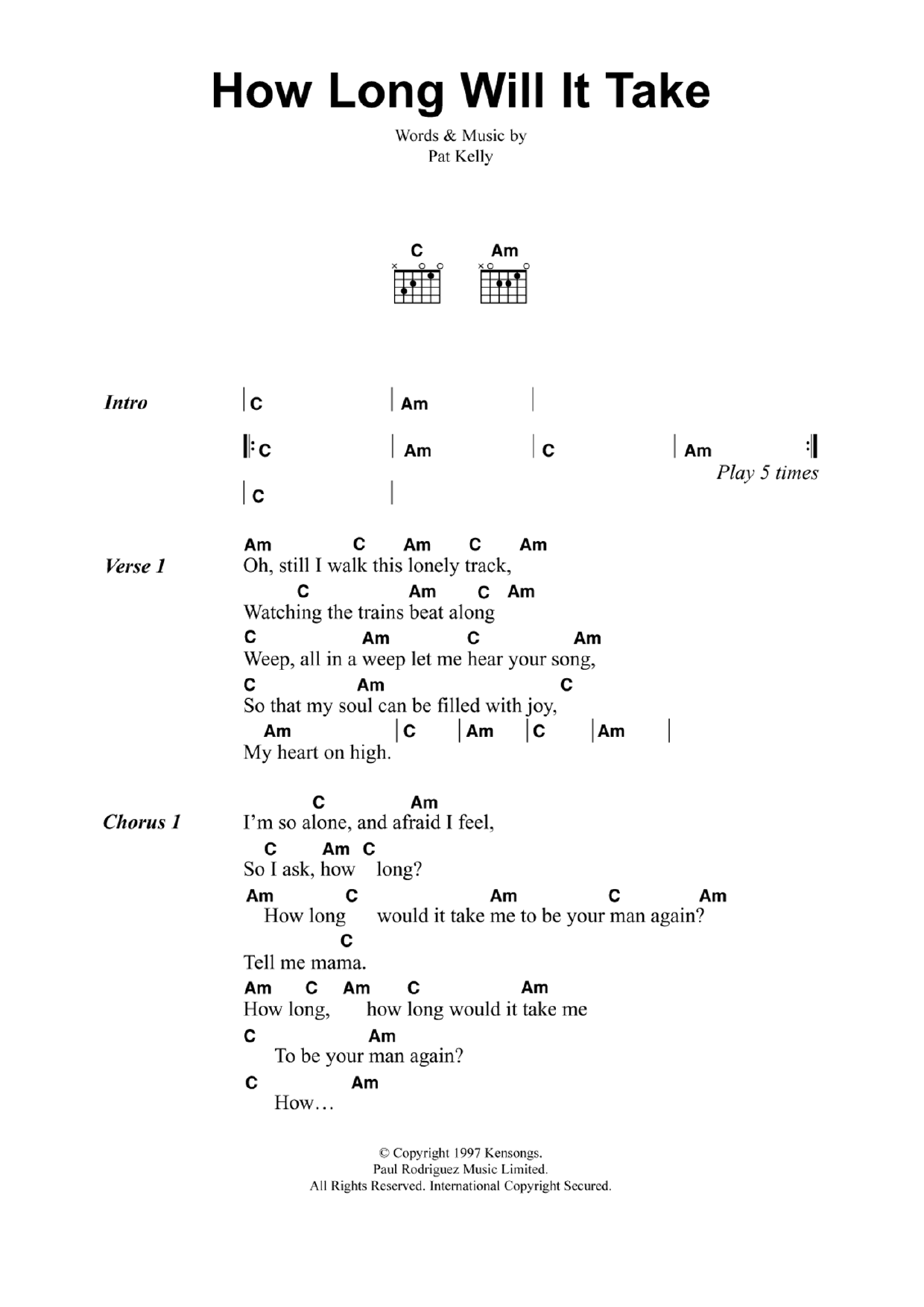 Jeff Buckley How Long Will It Take Sheet Music Notes & Chords for Lyrics & Chords - Download or Print PDF