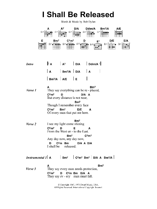 Jeff Buckley I Shall Be Released Sheet Music Notes & Chords for Lyrics & Chords - Download or Print PDF