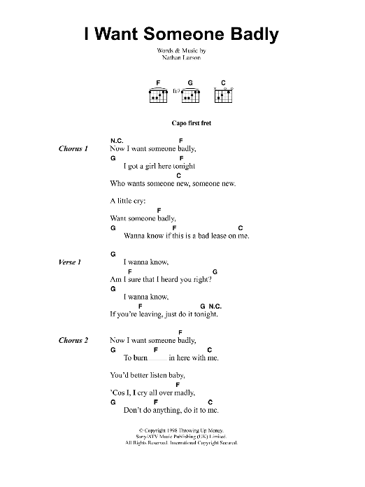 Jeff Buckley I Want Someone Badly Sheet Music Notes & Chords for Lyrics & Chords - Download or Print PDF Jeff Buckley I Want Someone Badly Sheet Music Notes & Chords for Lyrics & Chords - Download or Print PDF