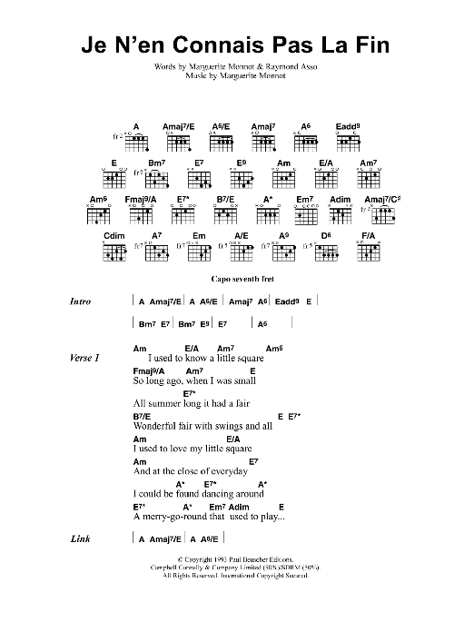 Jeff Buckley Je N'en Connais Pas La Fin Sheet Music Notes & Chords for Lyrics & Chords - Download or Print PDF