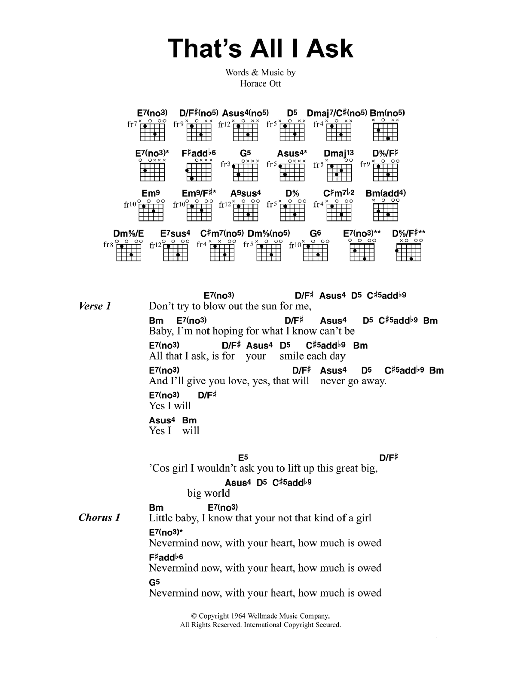 Jeff Buckley That's All I Ask Sheet Music Notes & Chords for Lyrics & Chords - Download or Print PDF