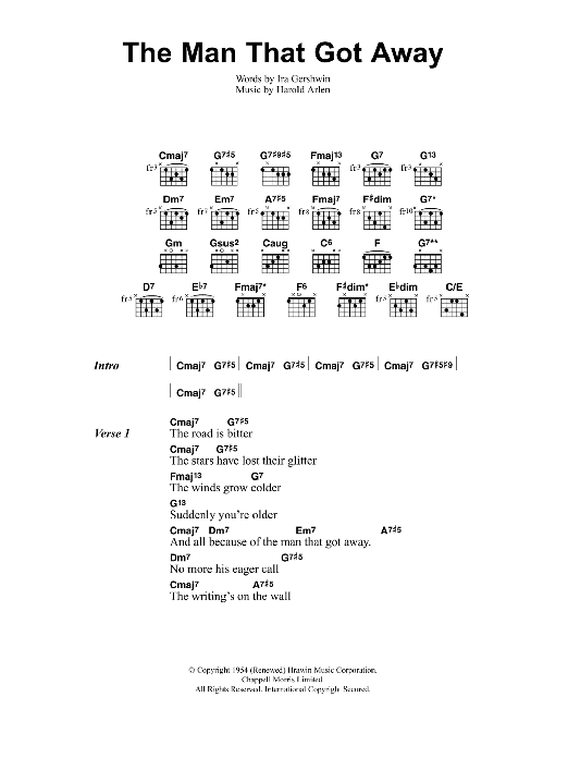 Jeff Buckley The Man That Got Away Sheet Music Notes & Chords for Guitar Chords/Lyrics - Download or Print PDF