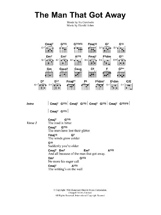 Jeff Buckley The Man That Got Away Sheet Music Notes & Chords for Lyrics & Chords - Download or Print PDF