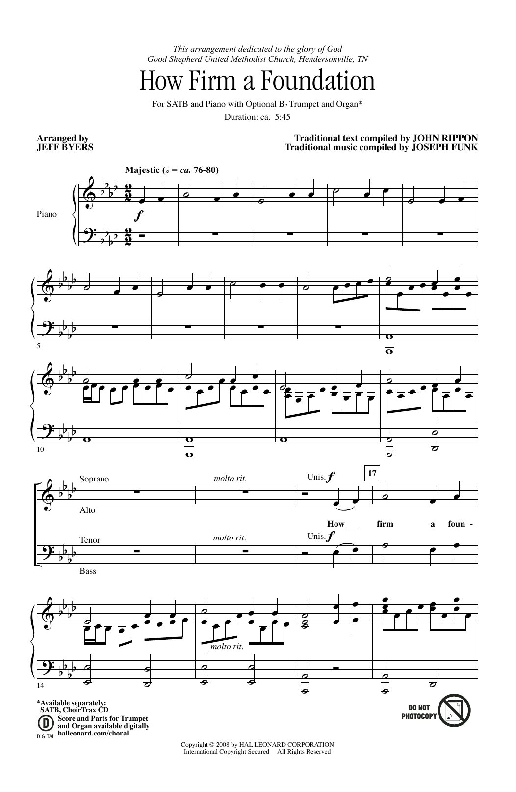 Jeff Byers How Firm a Foundation Sheet Music Notes & Chords for SATB - Download or Print PDF