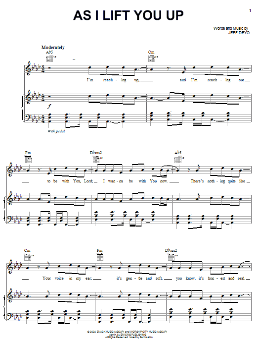 Jeff Deyo As I Lift You Up Sheet Music Notes & Chords for Piano, Vocal & Guitar (Right-Hand Melody) - Download or Print PDF Jeff Deyo As I Lift You Up Sheet Music Notes & Chords for Piano, Vocal & Guitar (Right-Hand Melody) - Download or Print PDF