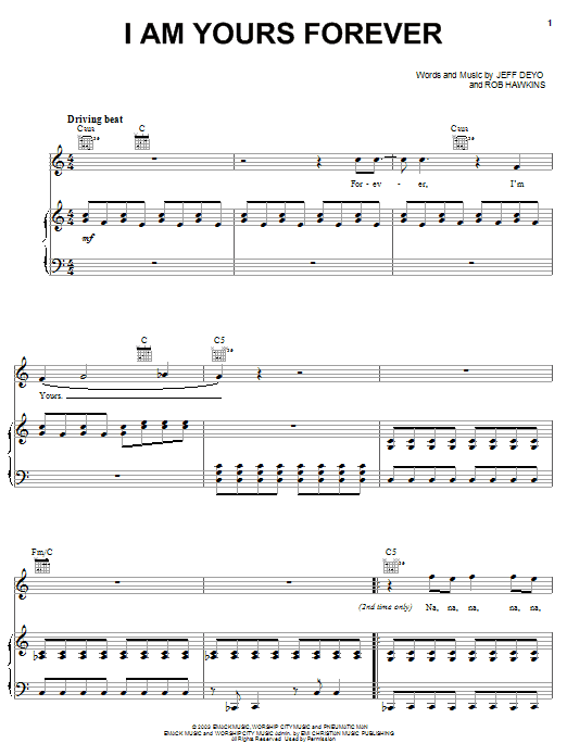 Jeff Deyo I Am Yours Forever Sheet Music Notes & Chords for Piano, Vocal & Guitar (Right-Hand Melody) - Download or Print PDF Jeff Deyo I Am Yours Forever Sheet Music Notes & Chords for Piano, Vocal & Guitar (Right-Hand Melody) - Download or Print PDF