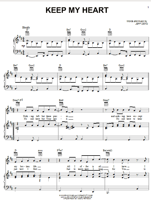 Jeff Deyo Keep My Heart Sheet Music Notes & Chords for Piano, Vocal & Guitar (Right-Hand Melody) - Download or Print PDF Jeff Deyo Keep My Heart Sheet Music Notes & Chords for Piano, Vocal & Guitar (Right-Hand Melody) - Download or Print PDF