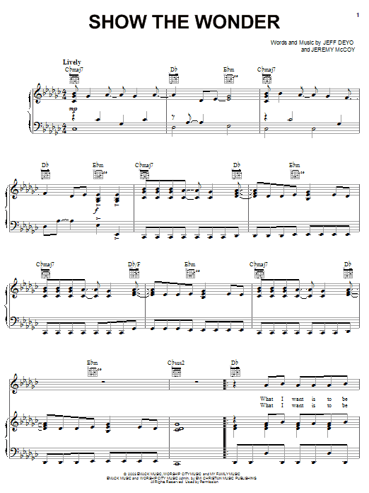 Jeff Deyo Show The Wonder Sheet Music Notes & Chords for Piano, Vocal & Guitar (Right-Hand Melody) - Download or Print PDF Jeff Deyo Show The Wonder Sheet Music Notes & Chords for Piano, Vocal & Guitar (Right-Hand Melody) - Download or Print PDF