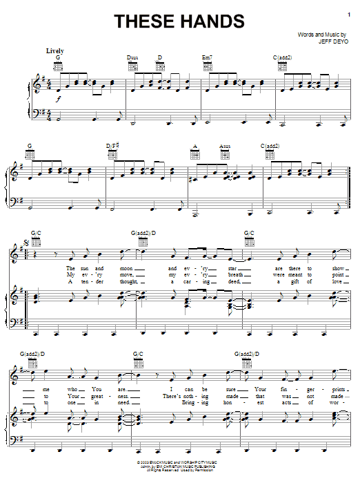 Jeff Deyo These Hands Sheet Music Notes & Chords for Lead Sheet / Fake Book - Download or Print PDF