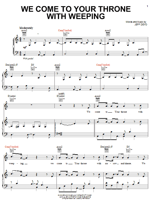 Jeff Deyo We Come To Your Throne Sheet Music Notes & Chords for Piano, Vocal & Guitar (Right-Hand Melody) - Download or Print PDF Jeff Deyo We Come To Your Throne Sheet Music Notes & Chords for Piano, Vocal & Guitar (Right-Hand Melody) - Download or Print PDF