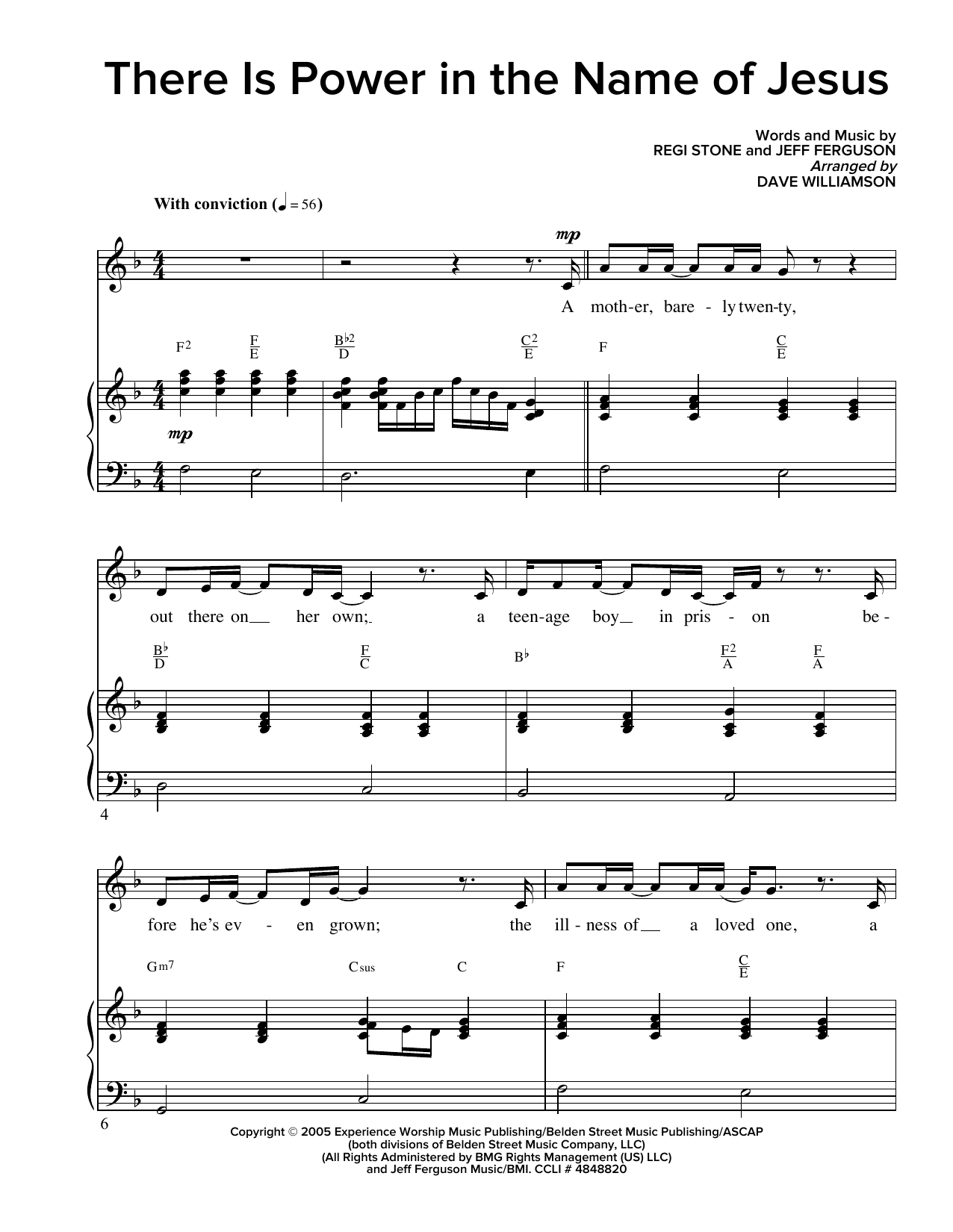 Jeff Ferguson There Is Power In The Name Of Jesus Sheet Music Notes & Chords for Piano & Vocal - Download or Print PDF