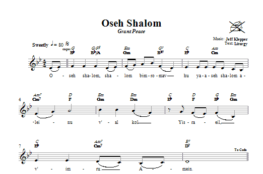Jeff Klepper Oseh Shalom (Grant Peace) Sheet Music Notes & Chords for Melody Line, Lyrics & Chords - Download or Print PDF