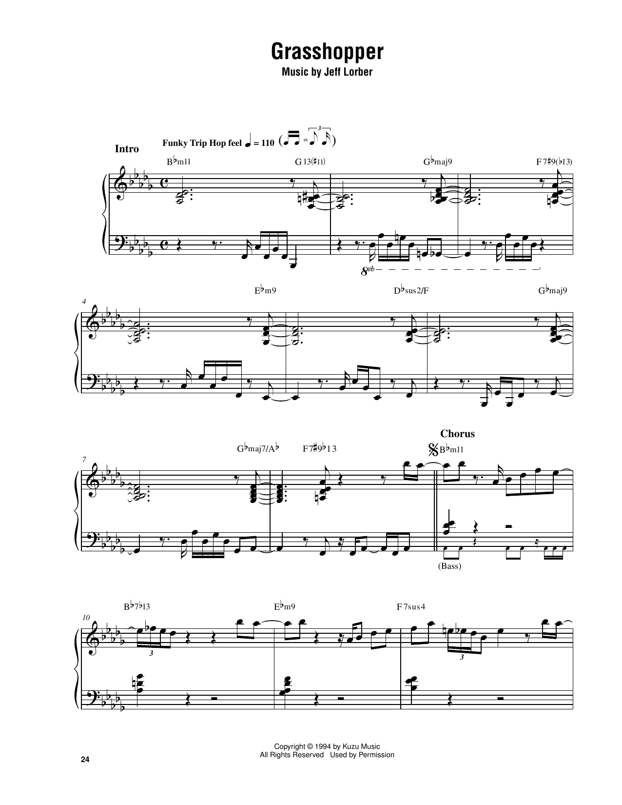 Jeff Lorber Grasshopper Sheet Music Notes & Chords for Piano Transcription - Download or Print PDF