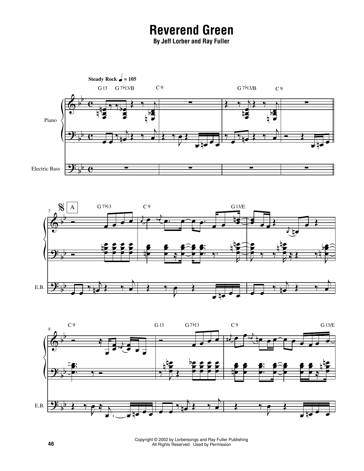 Jeff Lorber Reverend Green Sheet Music Notes & Chords for Piano Transcription - Download or Print PDF