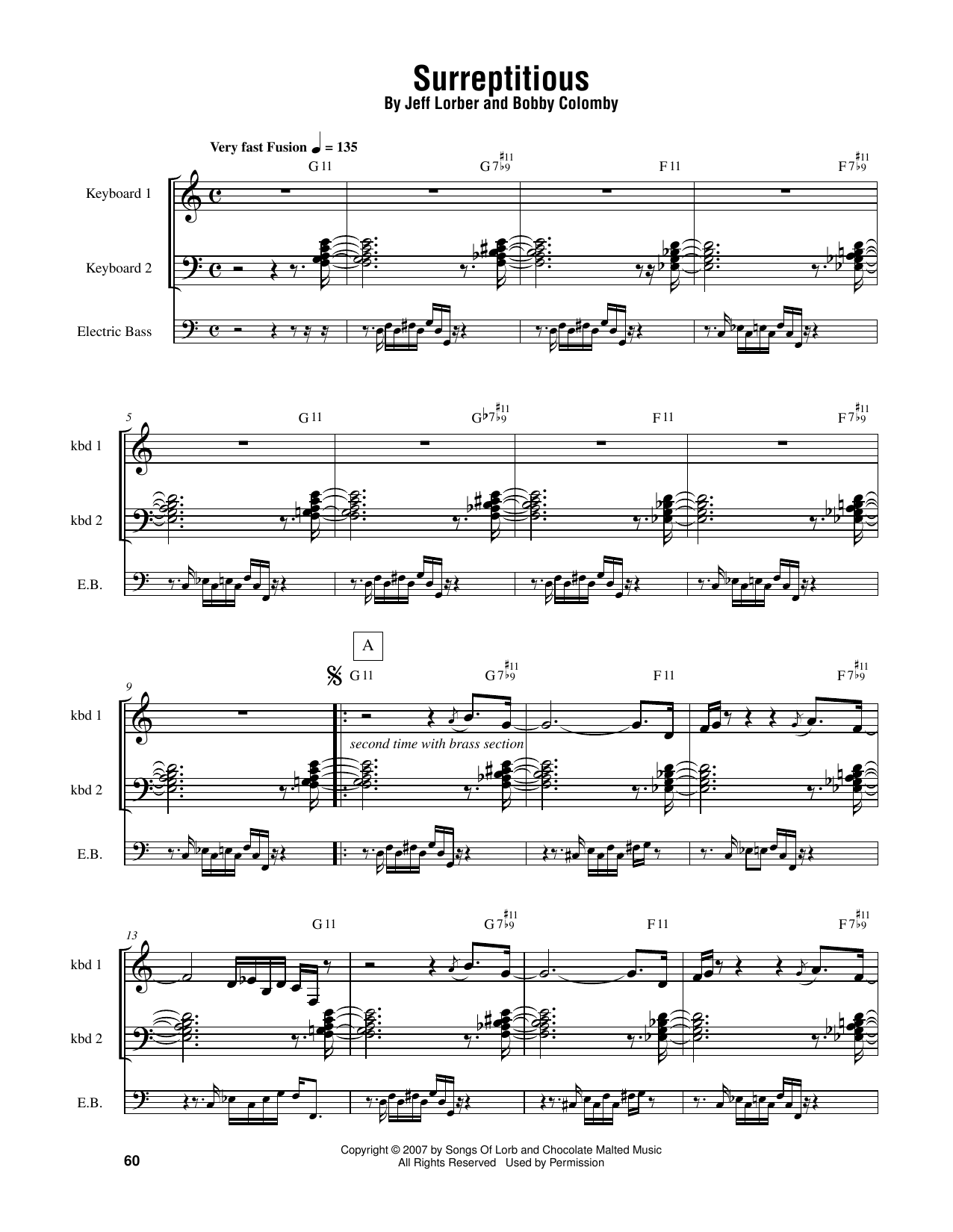 Jeff Lorber Surreptitious Sheet Music Notes & Chords for Piano Transcription - Download or Print PDF