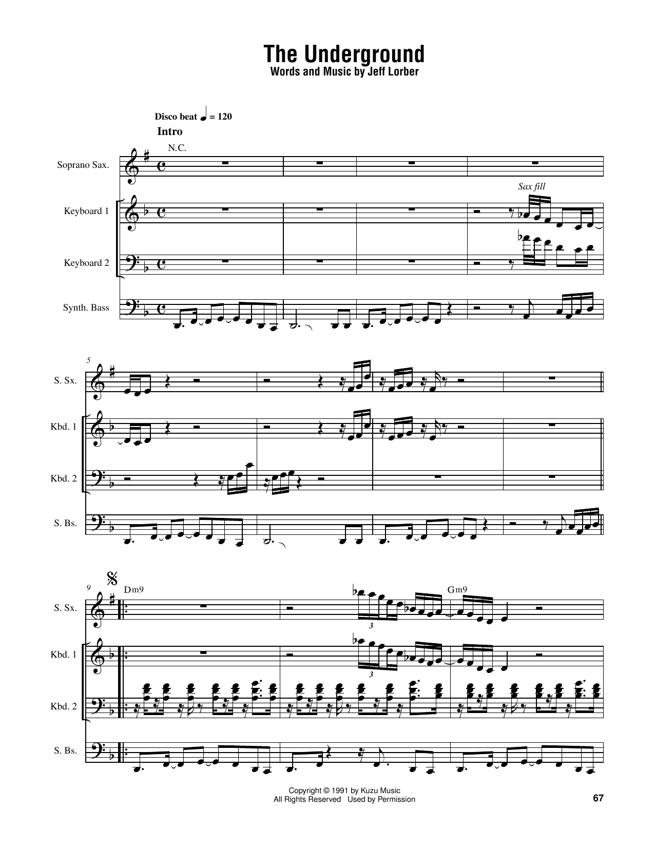Jeff Lorber The Underground Sheet Music Notes & Chords for Piano Transcription - Download or Print PDF