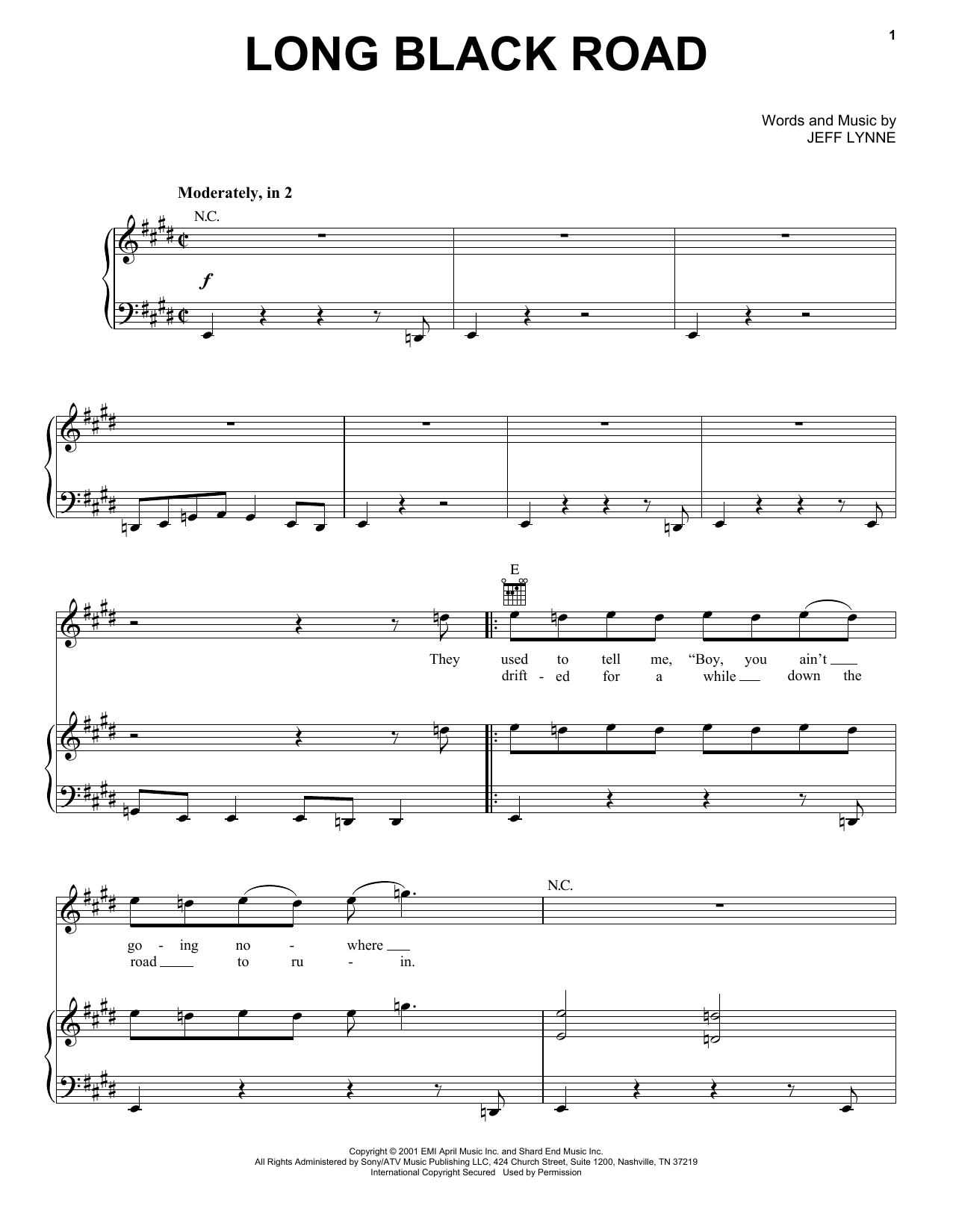 Jeff Lynne Long Black Road Sheet Music Notes & Chords for Piano, Vocal & Guitar (Right-Hand Melody) - Download or Print PDF Jeff Lynne Long Black Road Sheet Music Notes & Chords for Piano, Vocal & Guitar (Right-Hand Melody) - Download or Print PDF