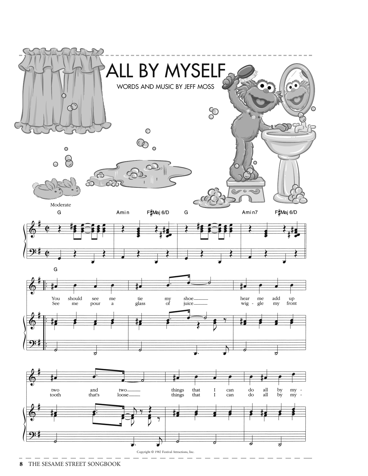 Jeff Moss All By Myself (from Sesame Street) Sheet Music Notes & Chords for Piano, Vocal & Guitar Chords (Right-Hand Melody) - Download or Print PDF