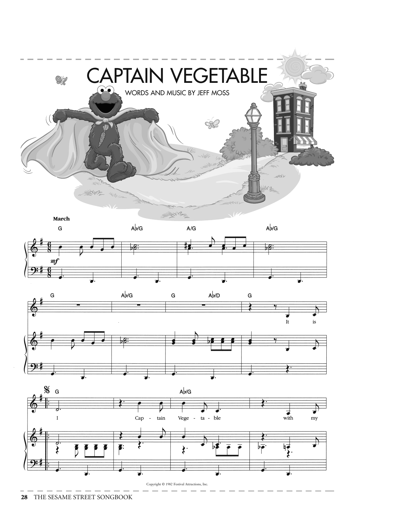 Jeff Moss Captain Vegetable (from Sesame Street) Sheet Music Notes & Chords for Piano, Vocal & Guitar Chords (Right-Hand Melody) - Download or Print PDF
