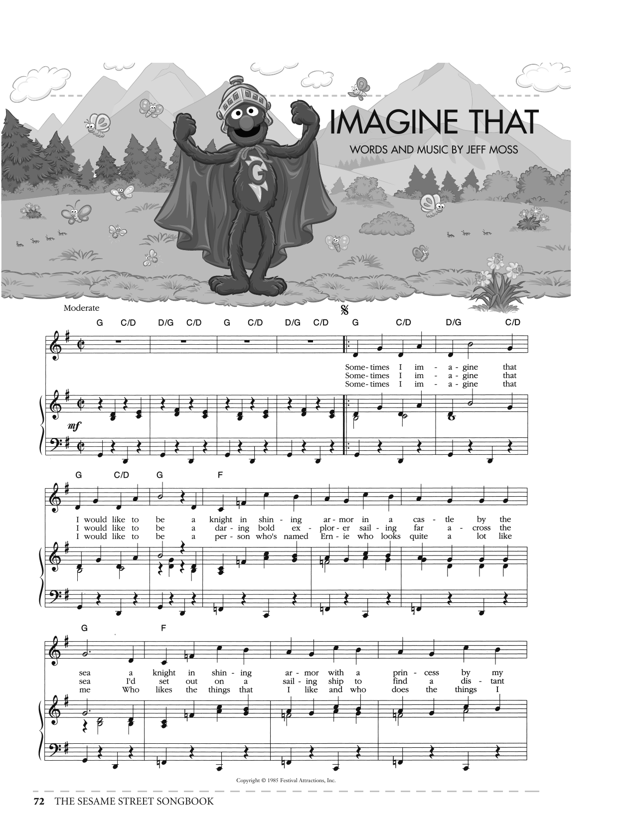 Jeff Moss Imagine That (from Sesame Street) Sheet Music Notes & Chords for Piano, Vocal & Guitar Chords (Right-Hand Melody) - Download or Print PDF