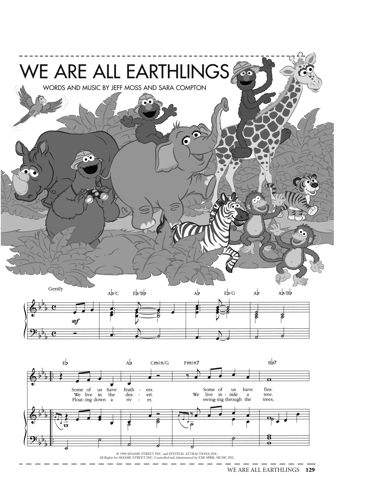 Jeff Moss We Are All Earthlings (from Sesame Street) Sheet Music Notes & Chords for Piano, Vocal & Guitar Chords (Right-Hand Melody) - Download or Print PDF