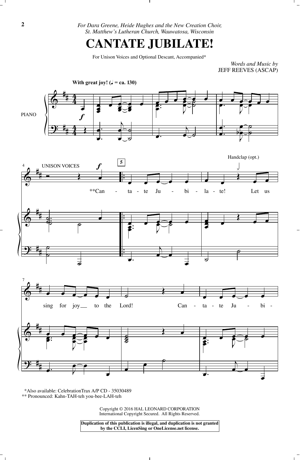 Jeff Reeves Cantate Jubilate! Sheet Music Notes & Chords for Choral - Download or Print PDF
