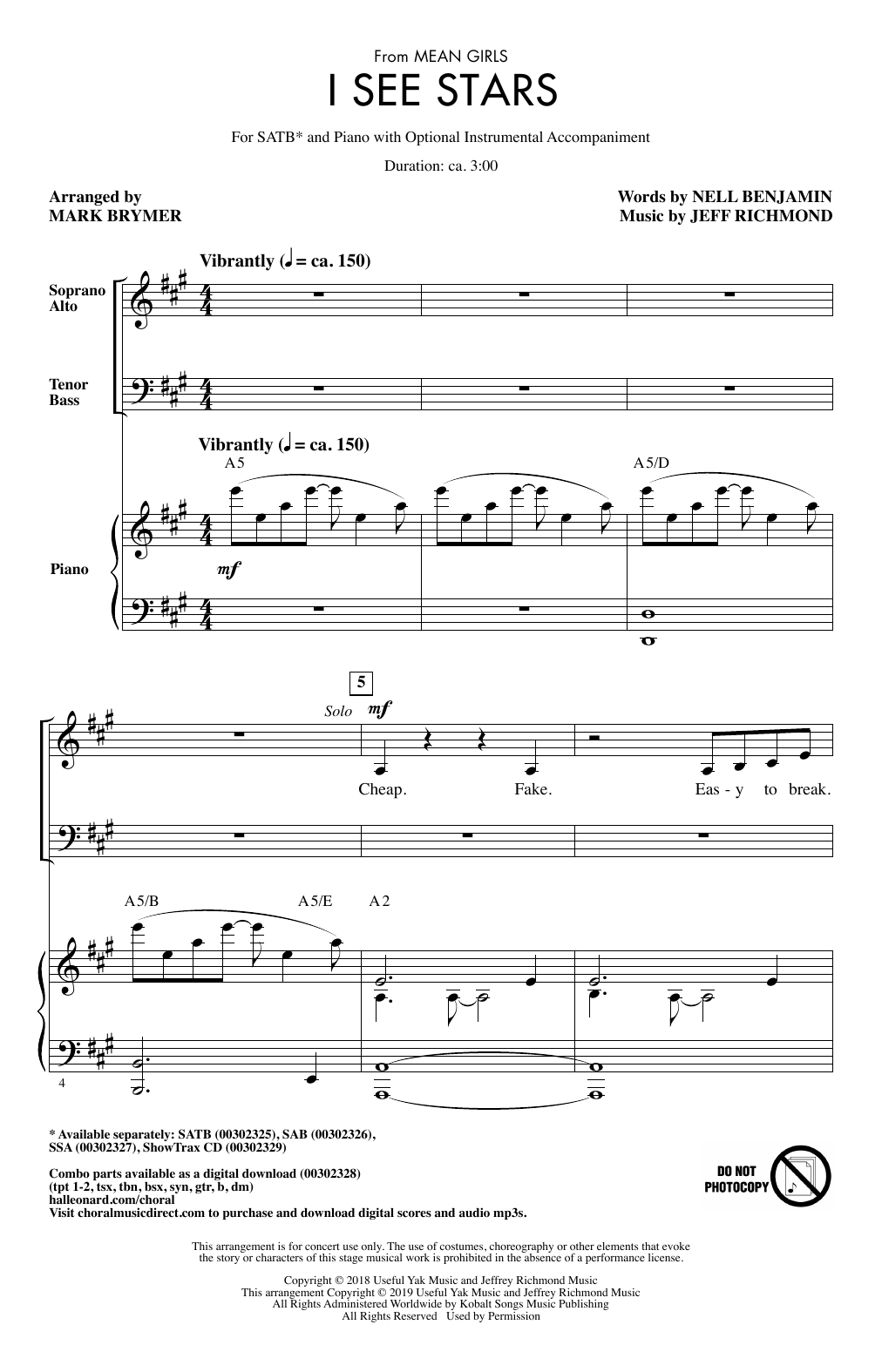 Jeff Richmond & Nell Benjamin I See Stars (from Mean Girls: The Broadway Musical) (arr. Mark Brymer) Sheet Music Notes & Chords for SSA Choir - Download or Print PDF