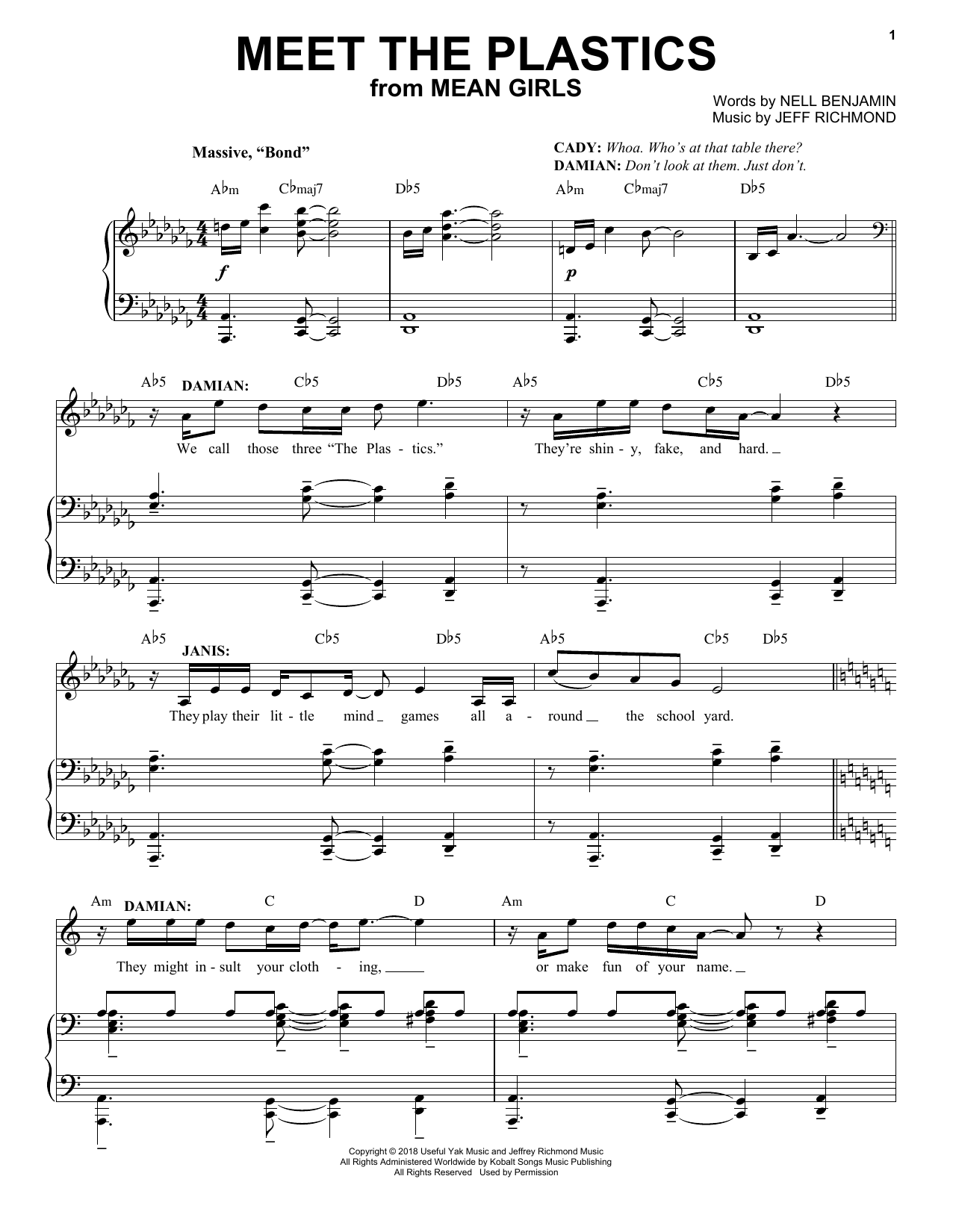 Jeff Richmond & Nell Benjamin Meet The Plastics (from Mean Girls: The Broadway Musical) Sheet Music Notes & Chords for Piano & Vocal - Download or Print PDF