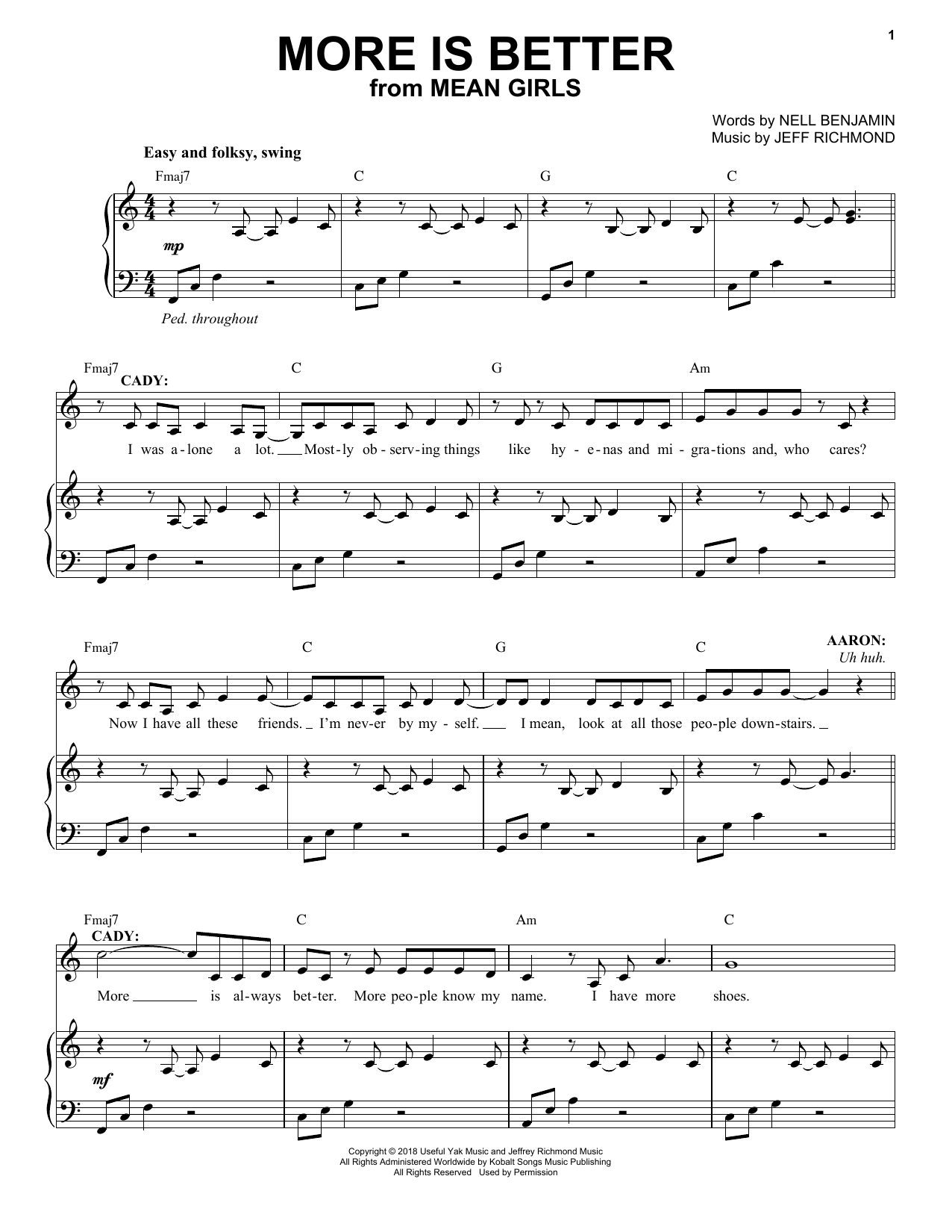 Jeff Richmond & Nell Benjamin More Is Better (from Mean Girls: The Broadway Musical) Sheet Music Notes & Chords for Piano & Vocal - Download or Print PDF