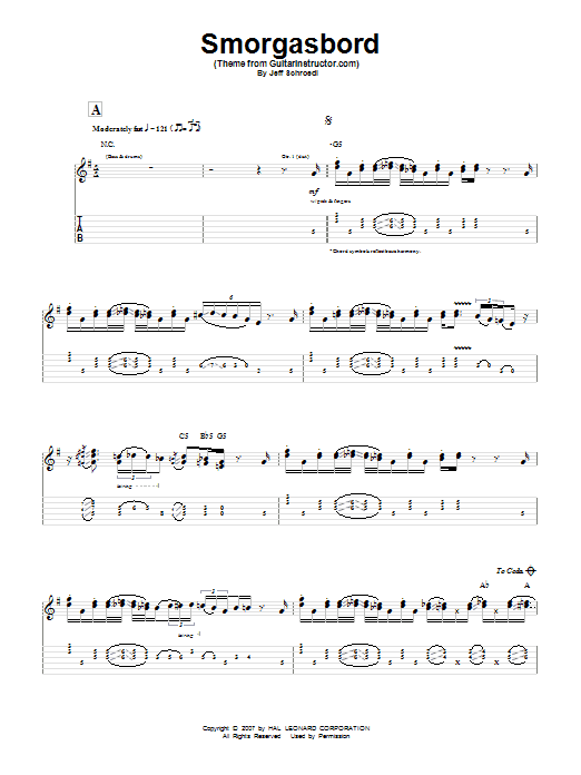 Jeff Schroedl Smorgasbord (Theme from GuitarInstructor.com) Sheet Music Notes & Chords for Guitar Tab - Download or Print PDF
