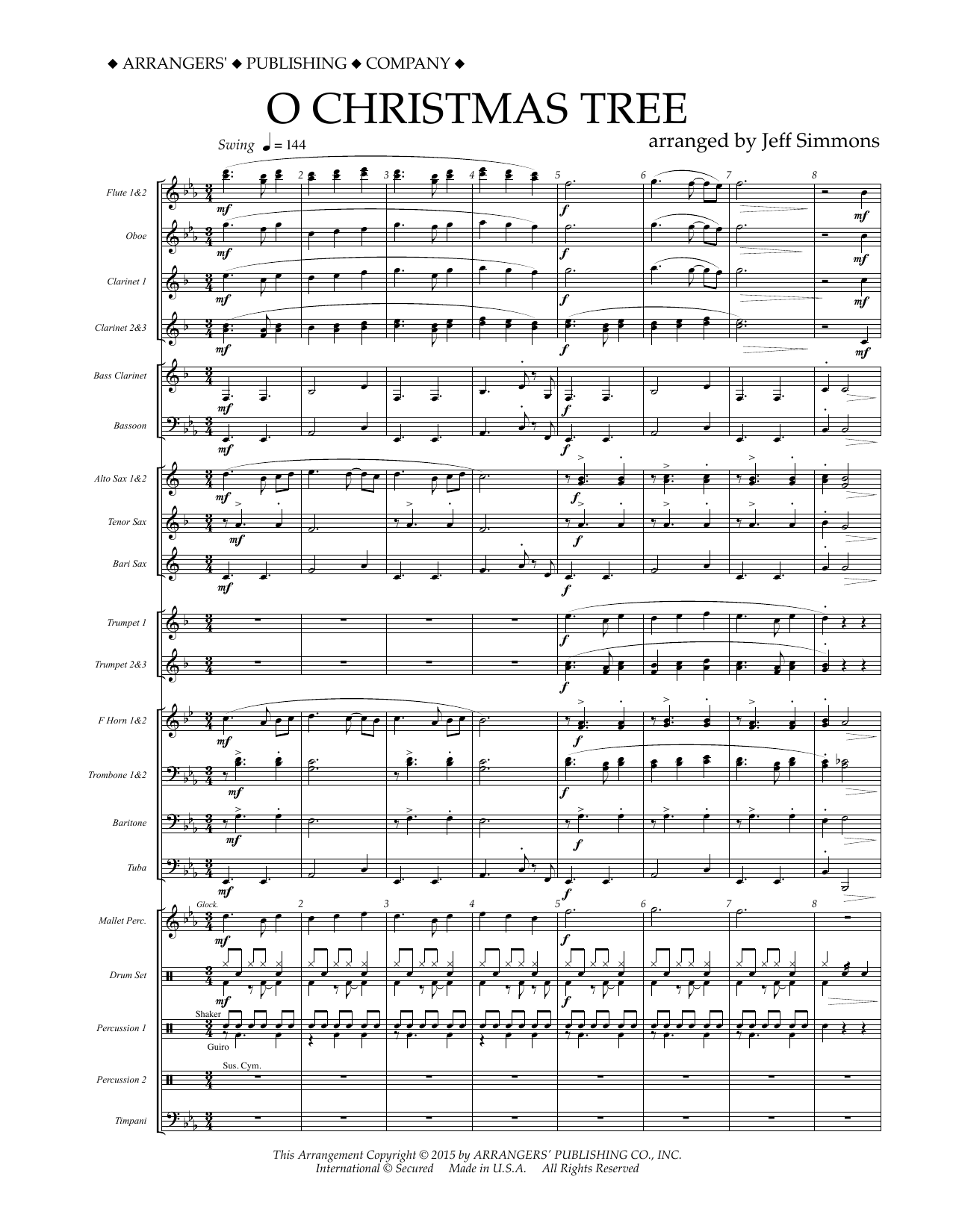 Jeff Simmons O Christmas Tree - Conductor Score (Full Score) Sheet Music Notes & Chords for Concert Band - Download or Print PDF