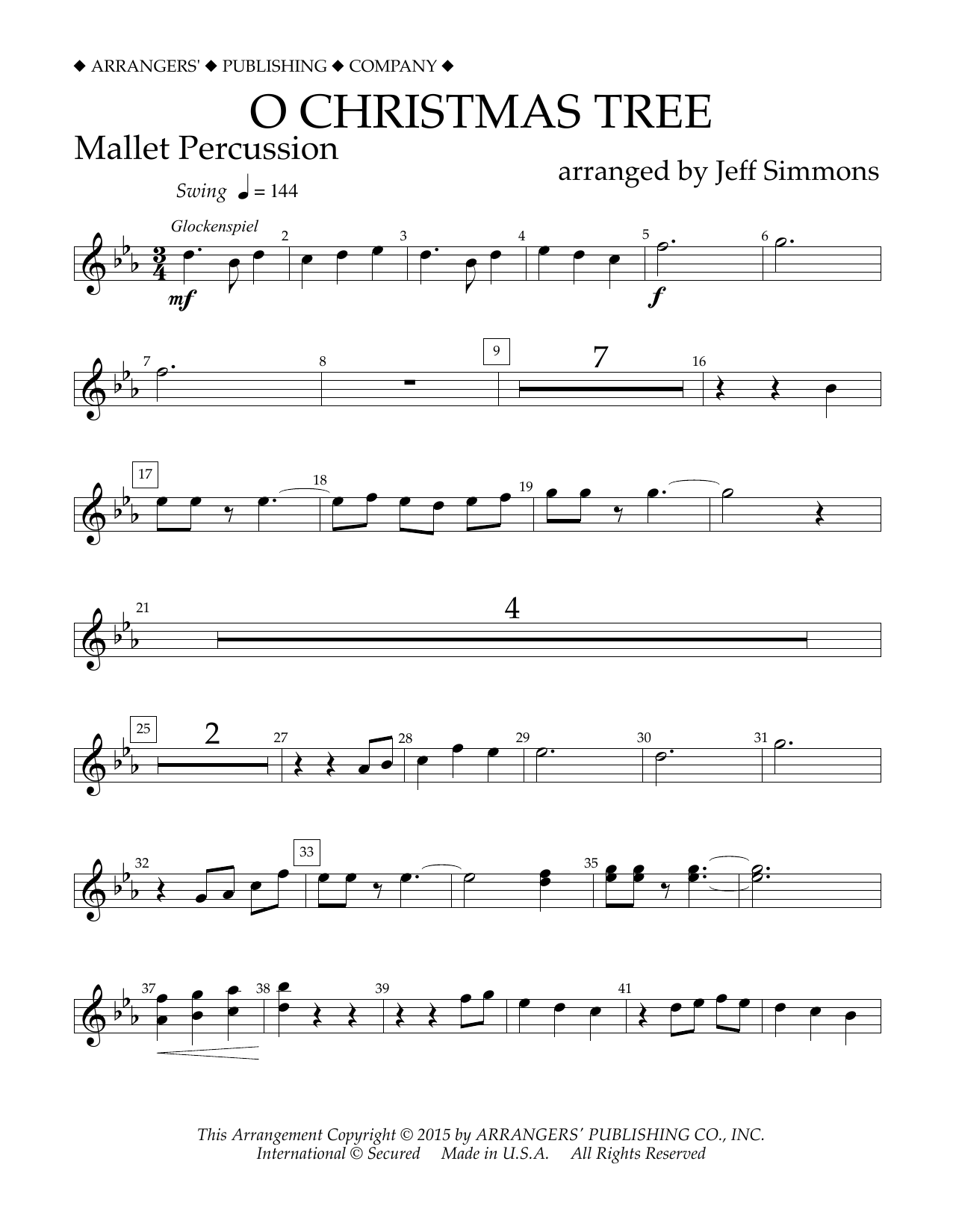 Jeff Simmons O Christmas Tree - Mallet Percussion Sheet Music Notes & Chords for Concert Band - Download or Print PDF