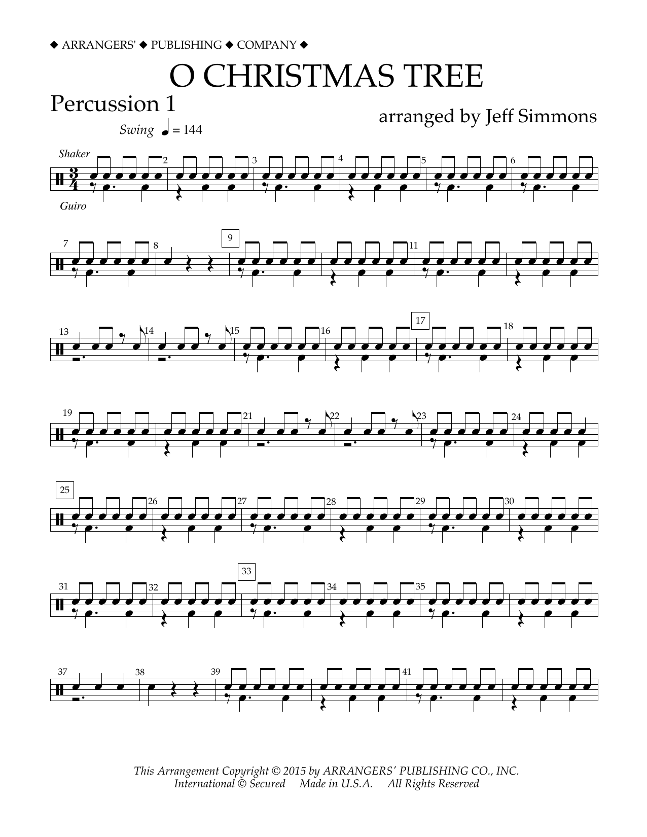 Jeff Simmons O Christmas Tree - Percussion 1 Sheet Music Notes & Chords for Concert Band - Download or Print PDF